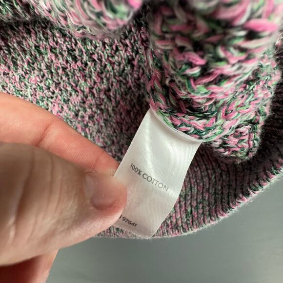 J.Jill Pink Green Cotton Knit Button Cardigan M Petite Cozy Textured - Picture 7 of 7